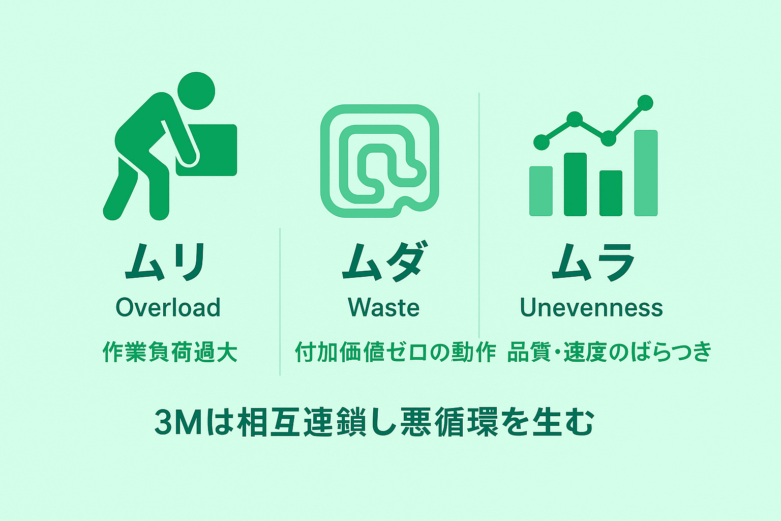 多くの現場が抱える「3M（ムリ・ムダ・ムラ）」とは？